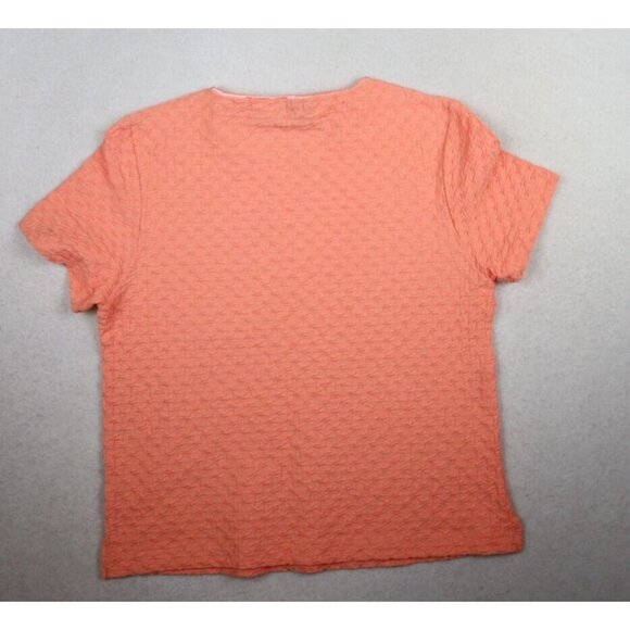 KENETH TOO CASUALS - WOMEN'S SALMON ORANGE TEXTURED T-SHIRT - PM - Picture 6 of 7